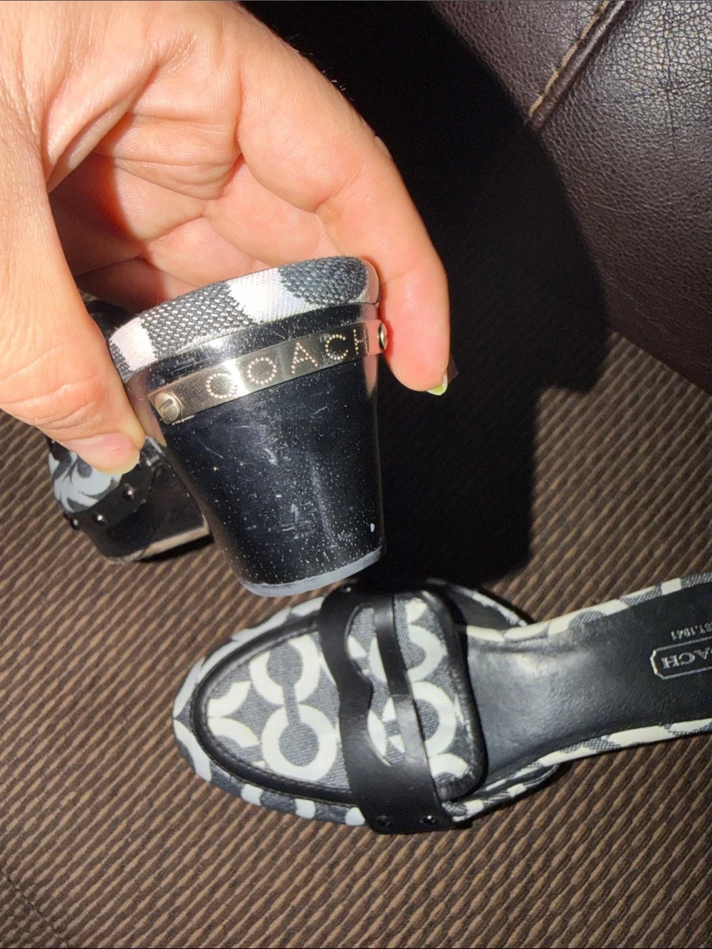 Coach Lani Black White Clogs Mules Slip On